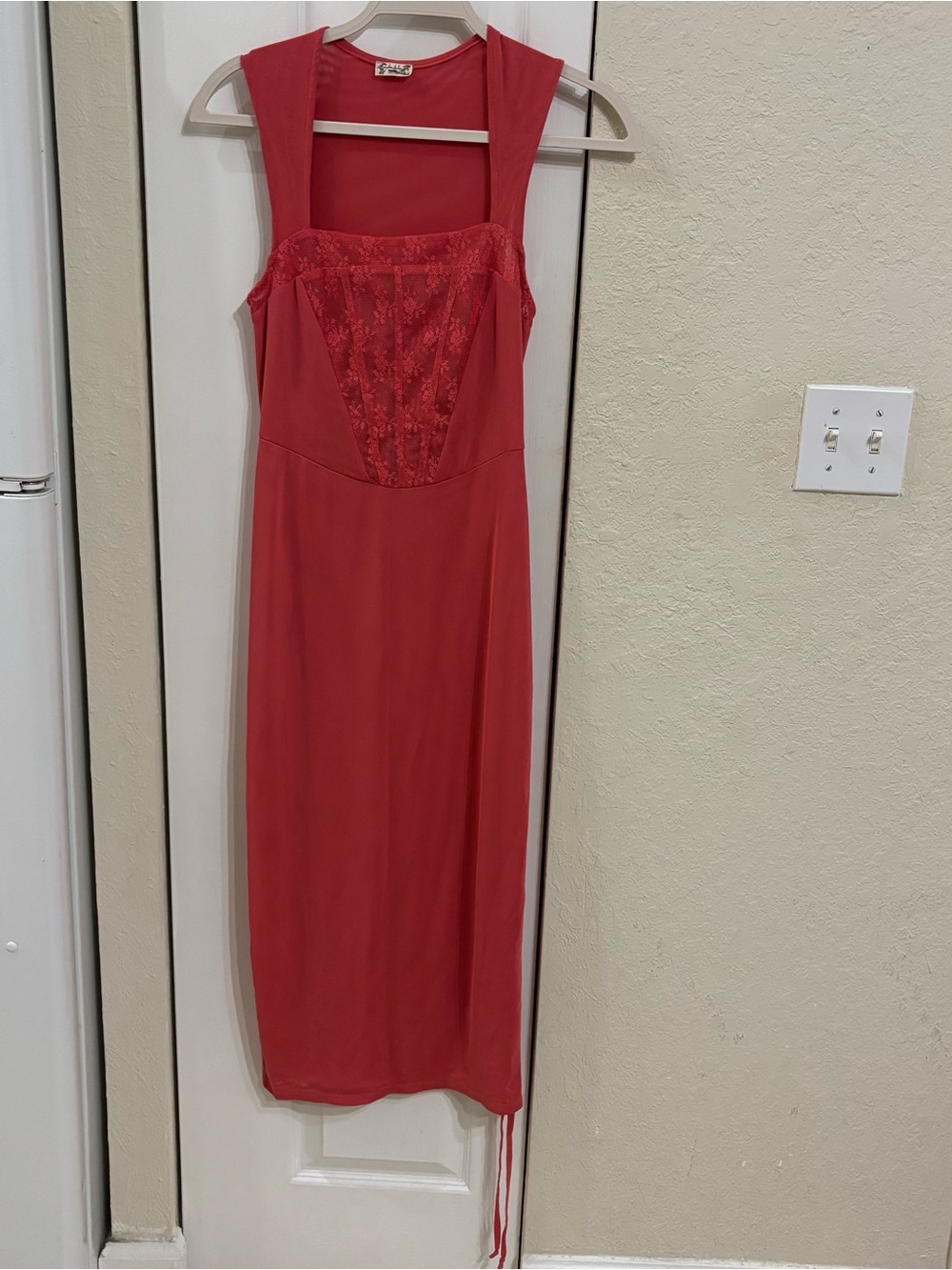Free People Red Sleeveless Corset Lace Bodycon Dress NWOT - Picture 3 of 10